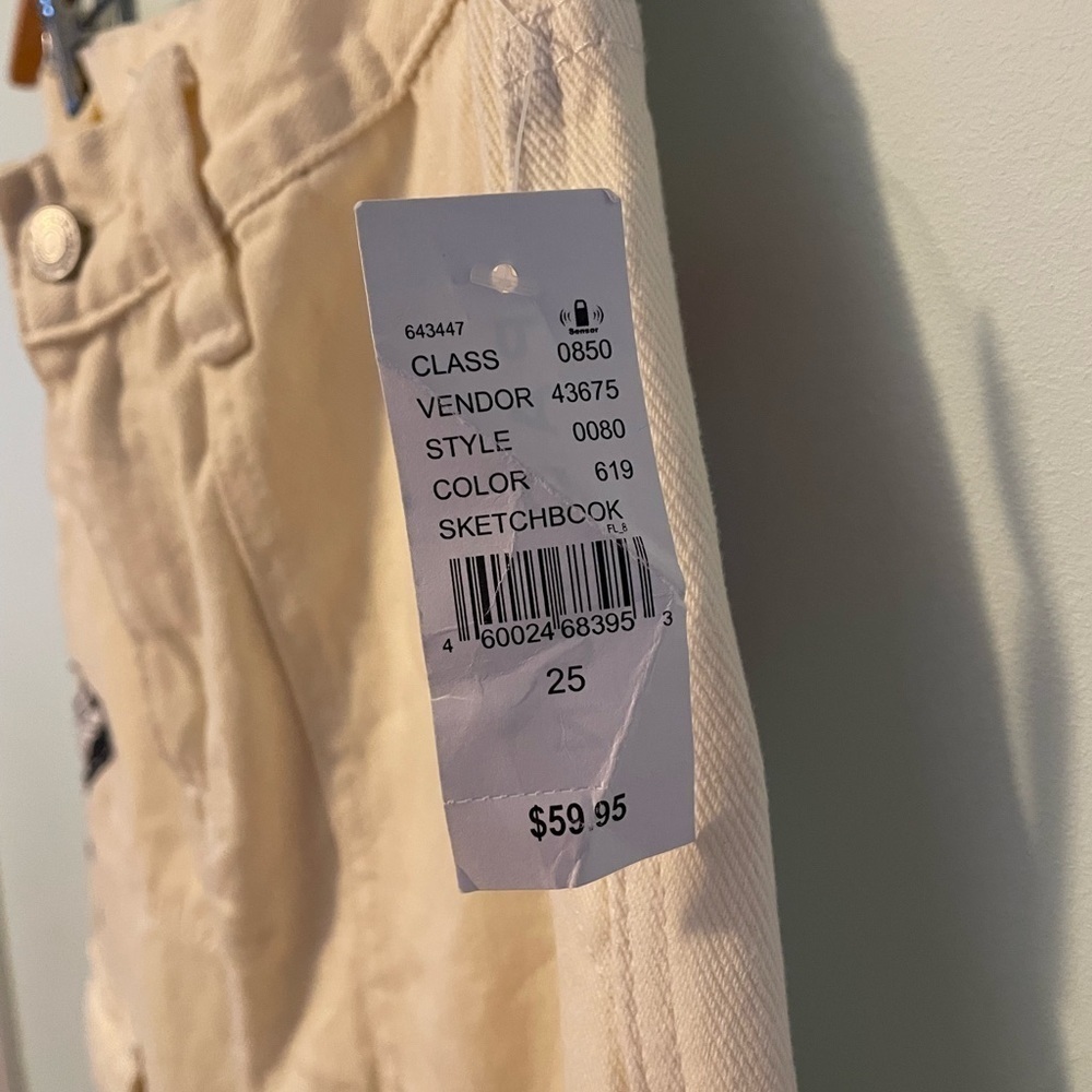Pacsun Graphic Skate Cargo Sketchbook Trousers In Off White Size 25 - Picture 5 of 13